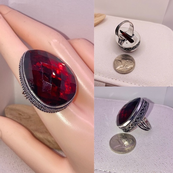 Sparkling Mozambique Garnet Gemstone Handmade Ring - Picture 4 of 8